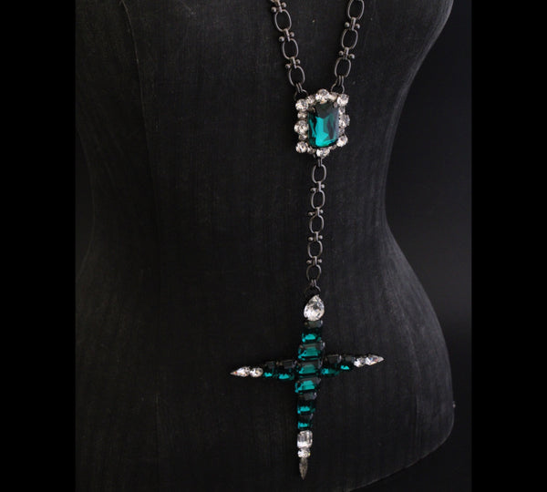 La Croix Dynasty Emerald Diana Crucifix Rosary