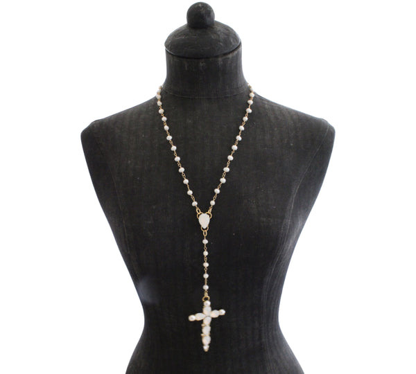 La Croix Dynasty Crystal & Pearl Crucifix Rosary