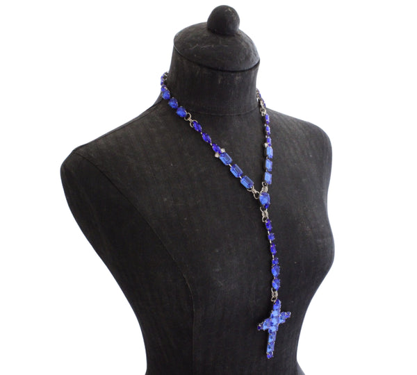 La Croix Dynasty Sapphire Crucifix 17 inch Rosary