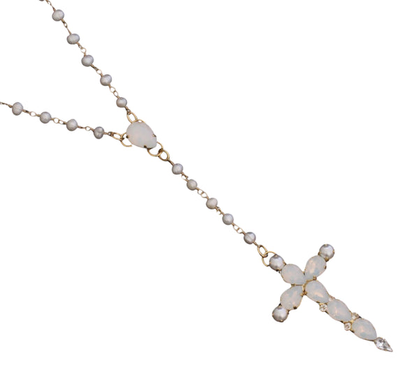 La Croix Dynasty Crystal & Pearl Crucifix Rosary
