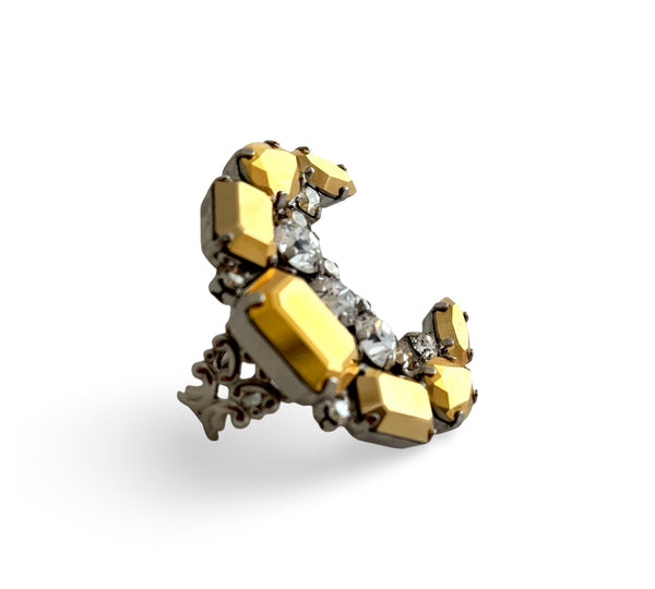 LUNAR DYNASTY - AURUM CRYSTAL CRESCENT RING