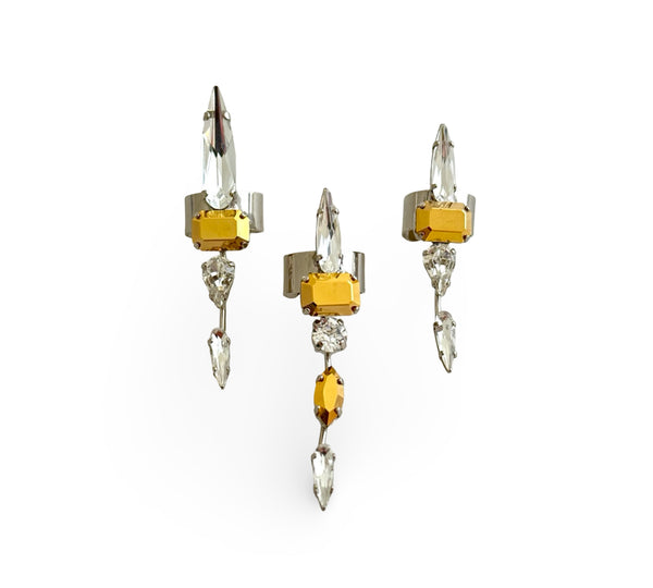 LUNAR DYNASTY - SOLUNAR CRYSTAL SPIKE TRINITY RINGS