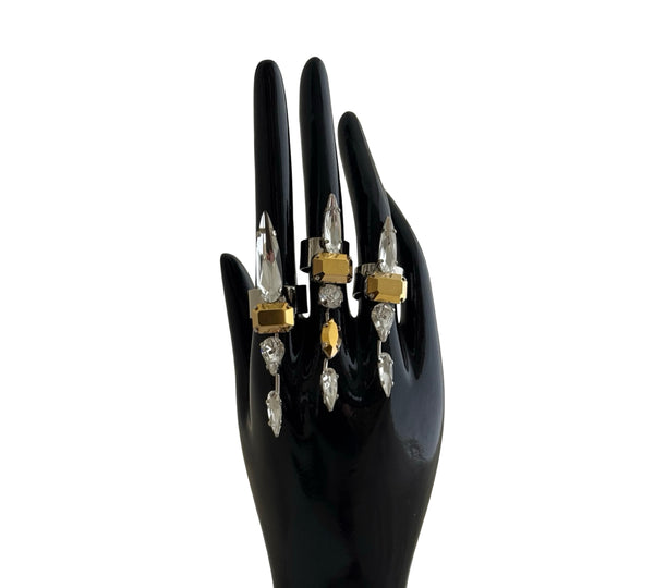 LUNAR DYNASTY - SOLUNAR CRYSTAL SPIKE TRINITY RINGS