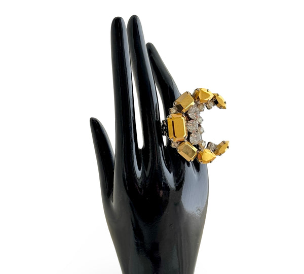 LUNAR DYNASTY - AURUM CRYSTAL CRESCENT RING