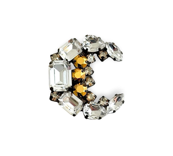 LUNAR DYNASTY - CRYSTAL CRESCENT MOON BROOCH