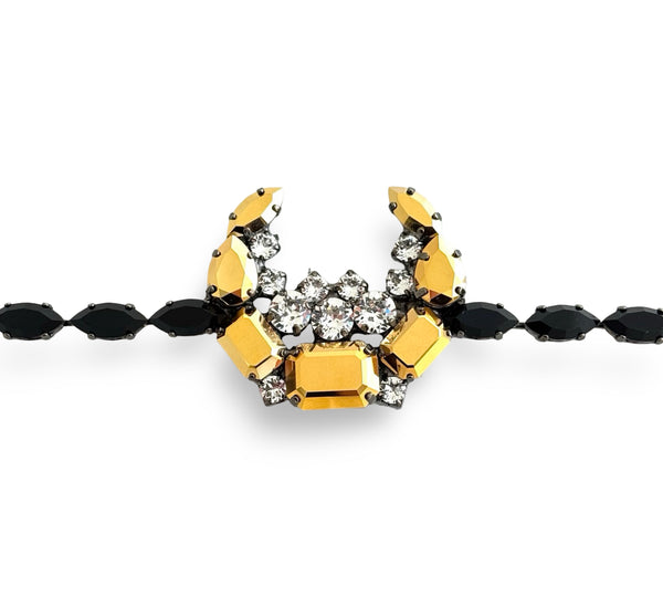 LUNAR DYNASTY - GOLD CRESCENT MOON NOIR CHOKER