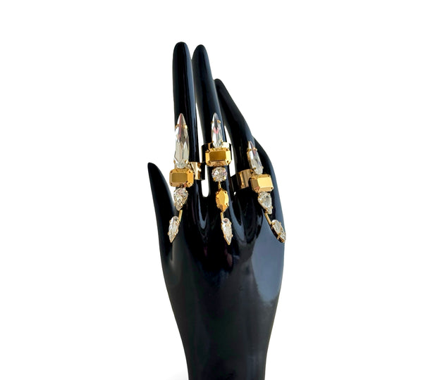 LUNAR DYNASTY - SOLUNAR CRYSTAL GOLD SPIKE TRINITY RINGS