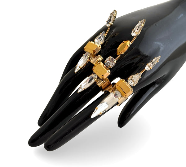 LUNAR DYNASTY - SOLUNAR CRYSTAL GOLD SPIKE TRINITY RINGS