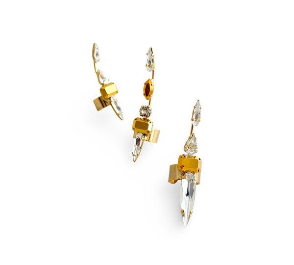LUNAR DYNASTY - SOLUNAR CRYSTAL GOLD SPIKE TRINITY RINGS
