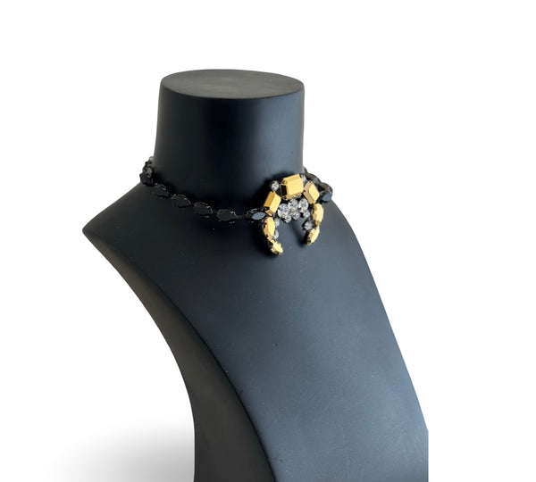 LUNAR DYNASTY - GOLD CRESCENT MOON NOIR CHOKER