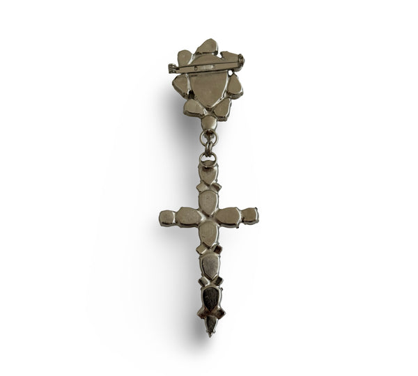 LA CROIX CRYSTAL CROSS MEDAL BROOCH
