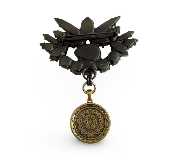 LUMIERE CRYSTAL GRECO GOLD EYE BROOCH