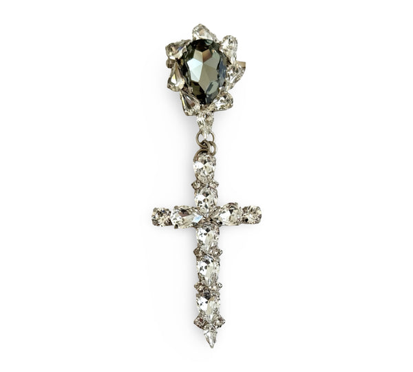 LA CROIX CRYSTAL CROSS MEDAL BROOCH