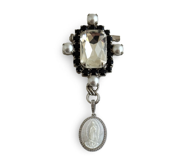 LA CROIX MOTHER MARY CHARM BROOCH