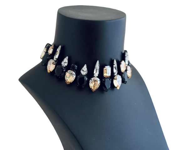 MIDNIGHT MUSE ELIZA JET & GOLD CHOKER