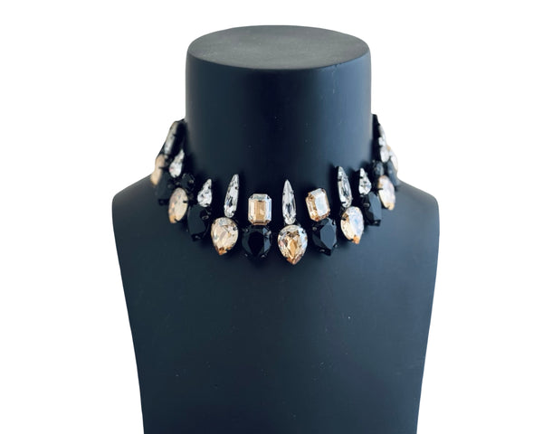MIDNIGHT MUSE ELIZA JET & GOLD CHOKER