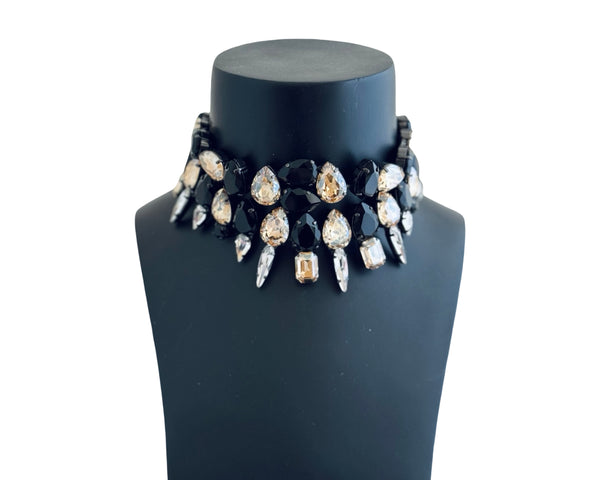 MIDNIGHT MUSE ELIZA JET & GOLD CHOKER