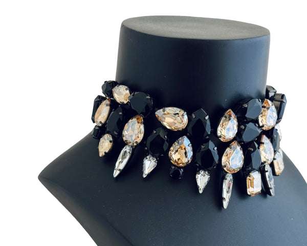MIDNIGHT MUSE ELIZA JET & GOLD CHOKER