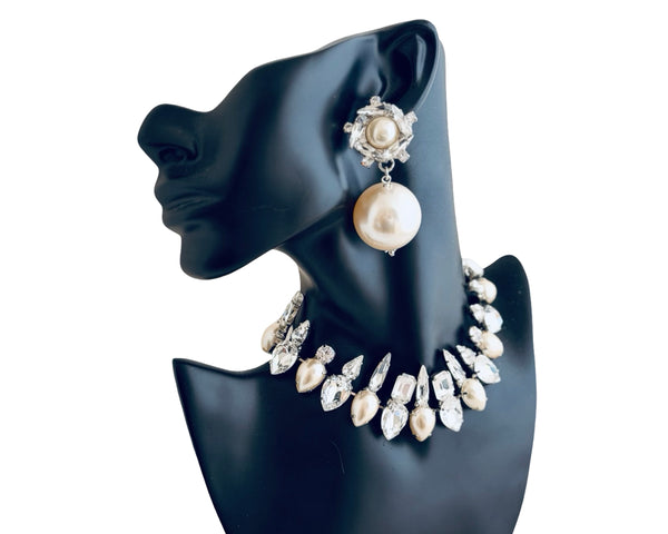 MIDNIGHT MUSE ELIZA CRYSTAL & PEARL CHOKER