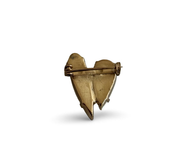 BROOCH DYNASTY LOVE HEART GOLD CRYSTAL PIN