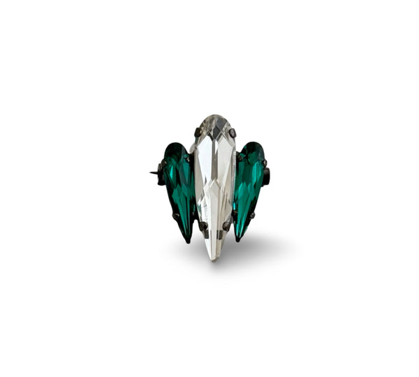 BROOCH DYNASTY MUSE ANGEL CRYSTAL & EMERALD PIN