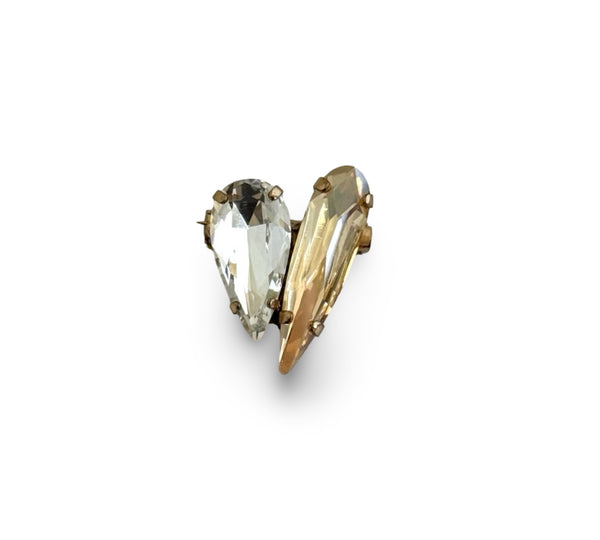 BROOCH DYNASTY LOVE HEART GOLD CRYSTAL PIN