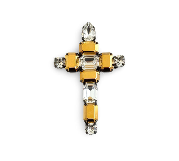 LA CROIX CRYSTAL & GOLD BROOCH