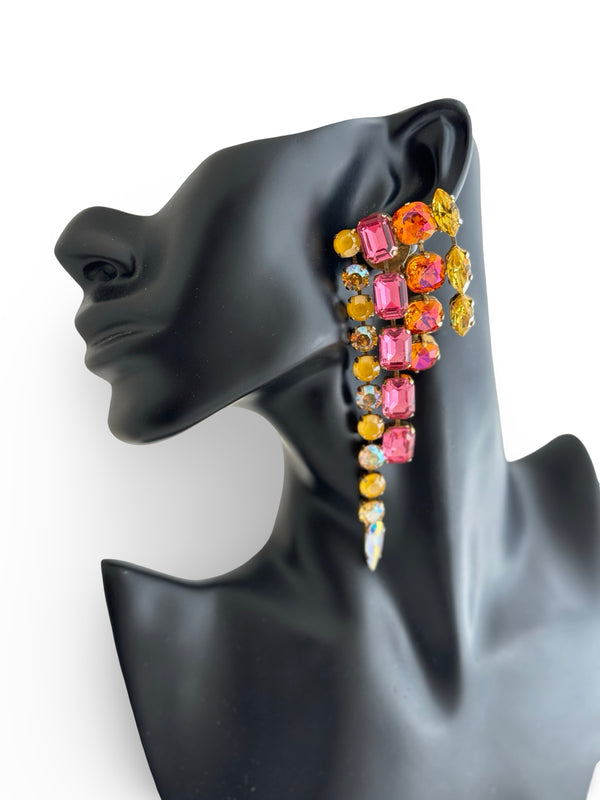 FIRE YELLOW CHANDELIER EARRINGS - AGSS