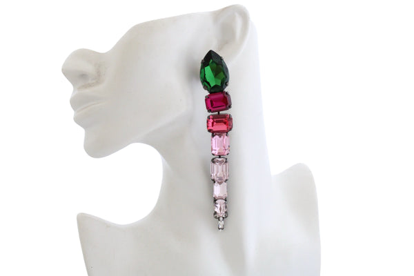 ANASTASIA EMERALD FUCHSIA EARRINGS - AGSS