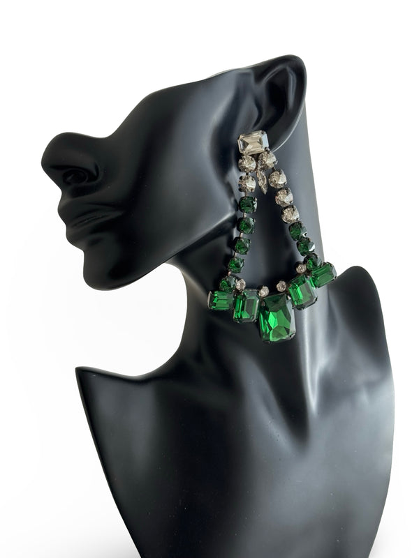 EMERALD TRIANGLE CHANDELIERS EARRINGS - AGSS