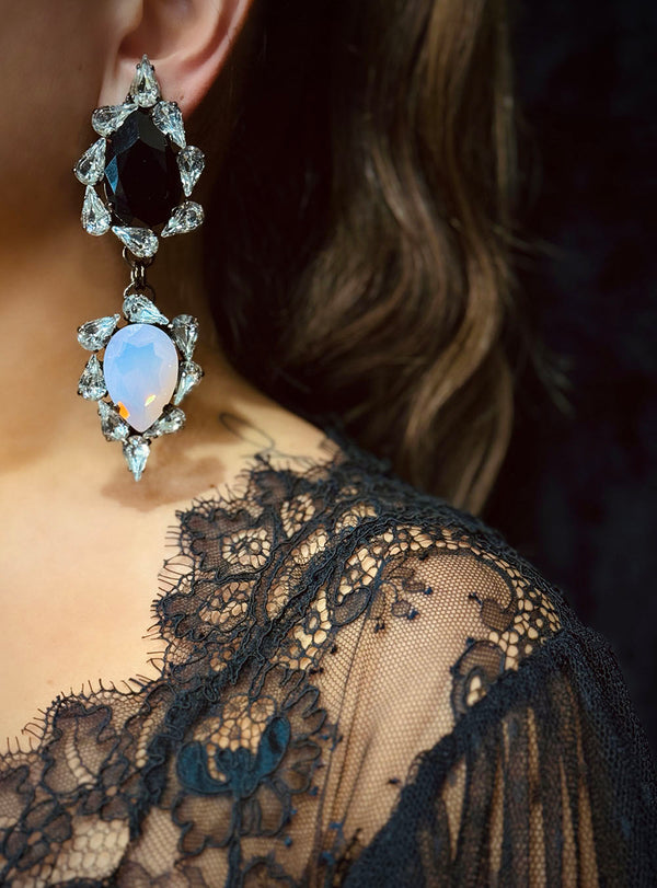 Dynasty Versailles Sapphire Ruby Noir Drop Earrings