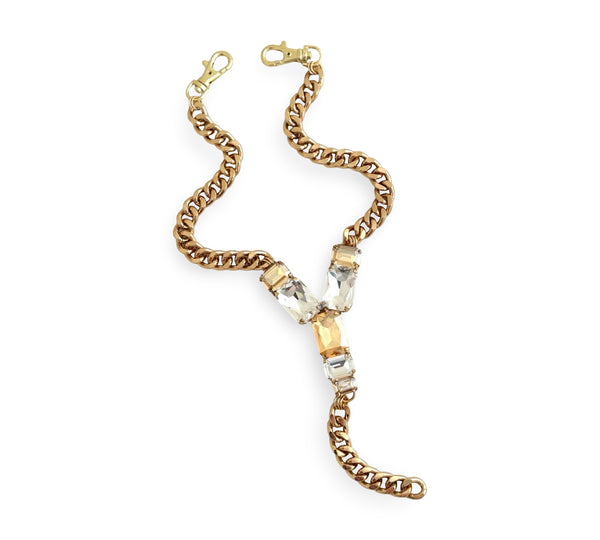 GOLD CRYSTAL PANTHER TRINITY Y SHAPE NECKLACE - SS26JU