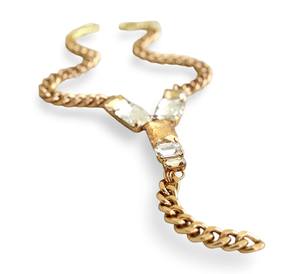 GOLD CRYSTAL PANTHER TRINITY Y SHAPE NECKLACE - SS26JU