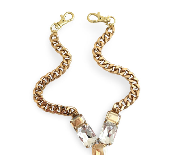 GOLD CRYSTAL PANTHER TRINITY Y SHAPE NECKLACE - SS26JU