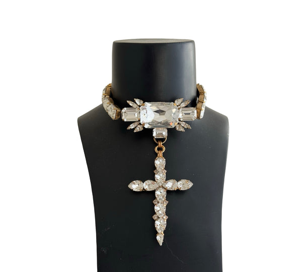 GOLDEN CROSS CHOKER NECKLACE - SS26JU