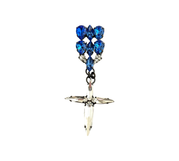 SAPPHIRE CROSS MEDAL BROOCH - SS26JU