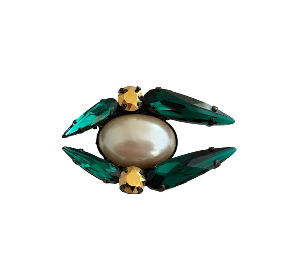 EMERALD & PEARL EYE BROOCH - SS26JU