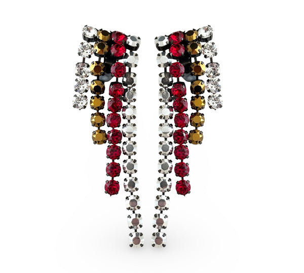 Muse Dynasty Ruby Gold Fringe Earrings - SS26B