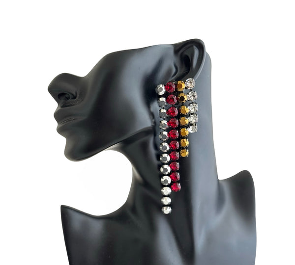 Muse Dynasty Ruby Gold Fringe Earrings - SS26B