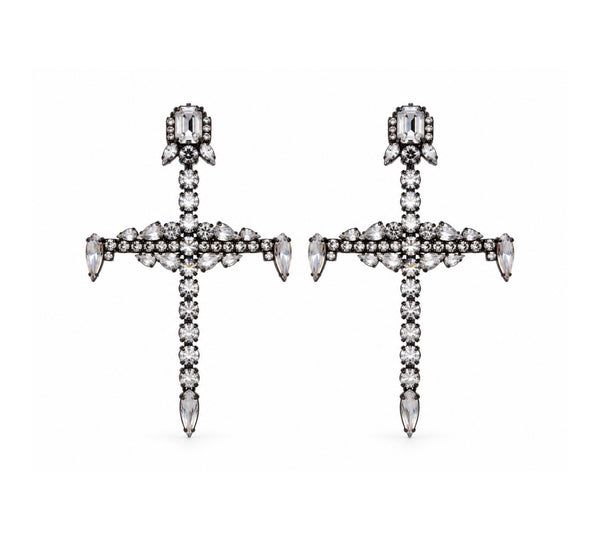 CRYSTAL CRUCIFIX EARRINGS - SS26OC