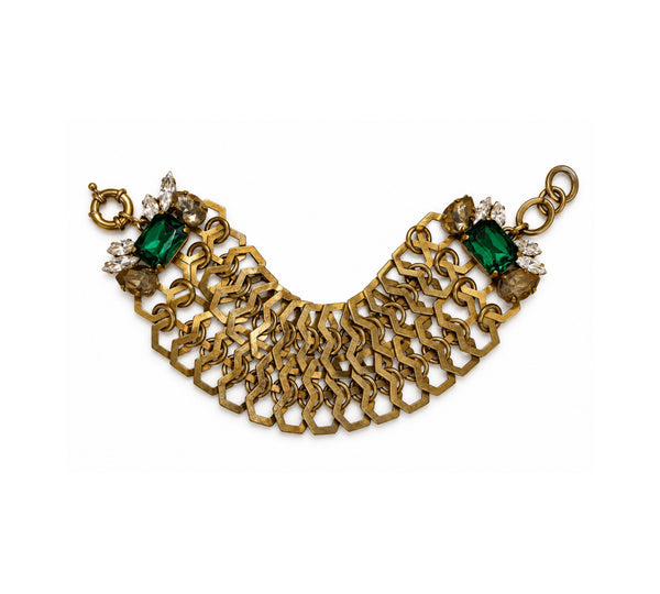 BRASS HONEYCOMB with EMERALD BRACELET - SS26OC
