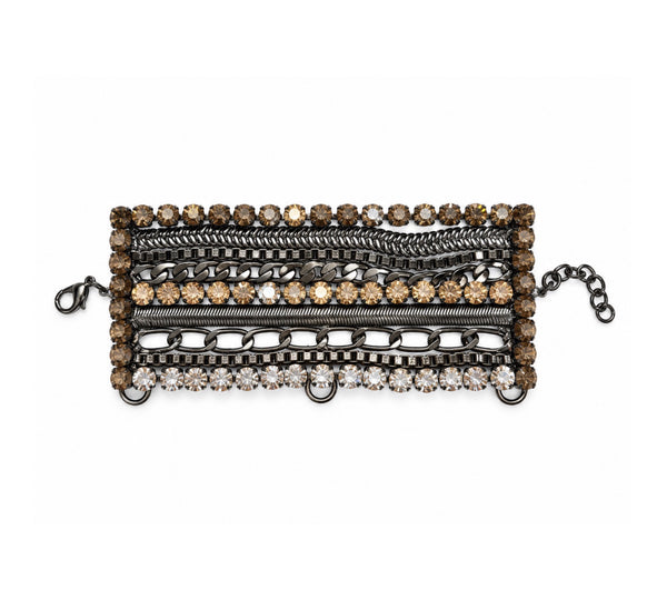 BAROQUE GUNMETAL CRYSTAL LAYERED BRACELET - SS26OC