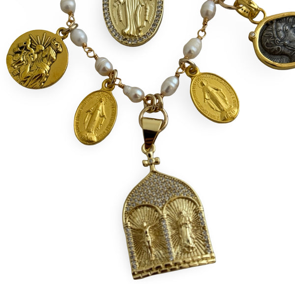 GYPSY MADONNA STAR OF BETHELHEM PEARL NECKLACE