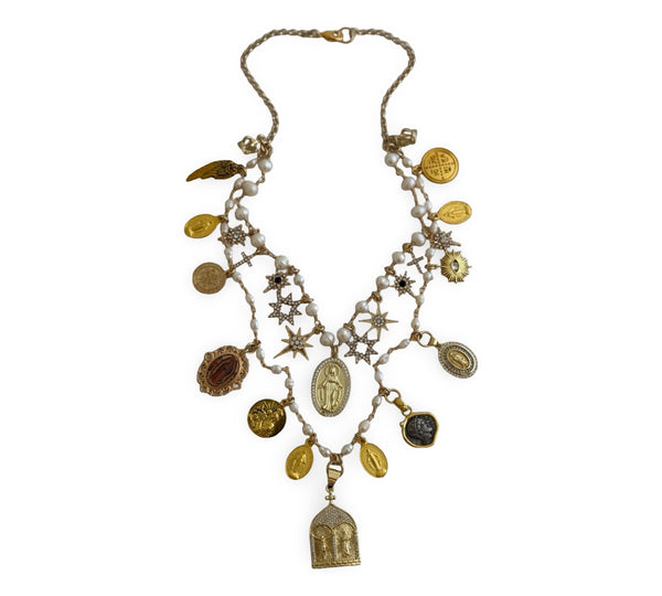 GYPSY MADONNA STAR OF BETHELHEM PEARL NECKLACE