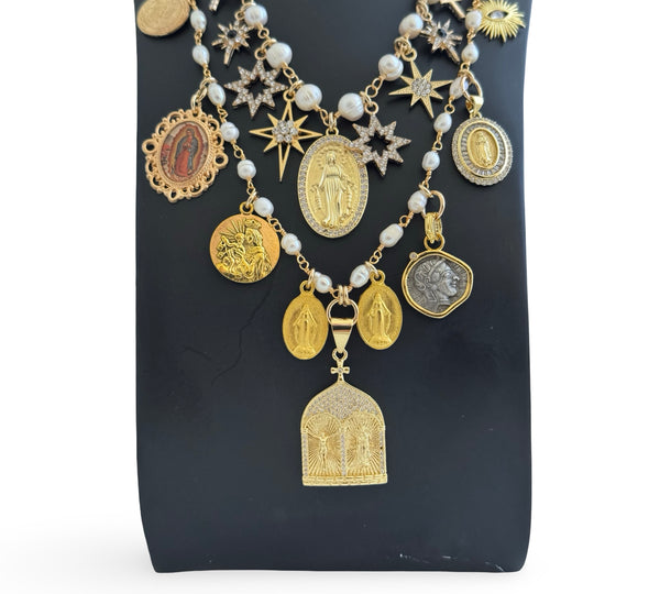 GYPSY MADONNA STAR OF BETHELHEM PEARL NECKLACE