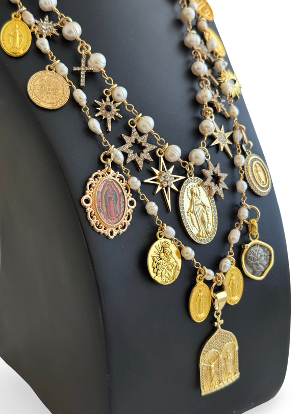 GYPSY MADONNA STAR OF BETHELHEM PEARL NECKLACE
