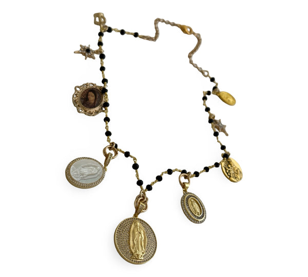 GYPSY MADONNA JET PENDANT NECKLACE
