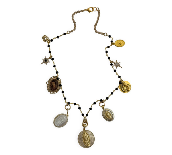 GYPSY MADONNA JET PENDANT NECKLACE