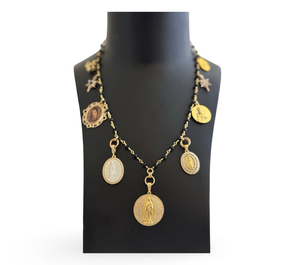 GYPSY MADONNA JET PENDANT NECKLACE