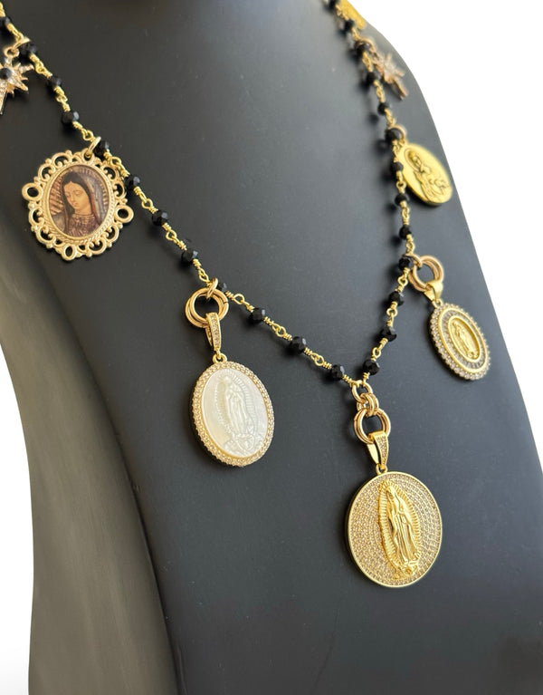 GYPSY MADONNA JET PENDANT NECKLACE